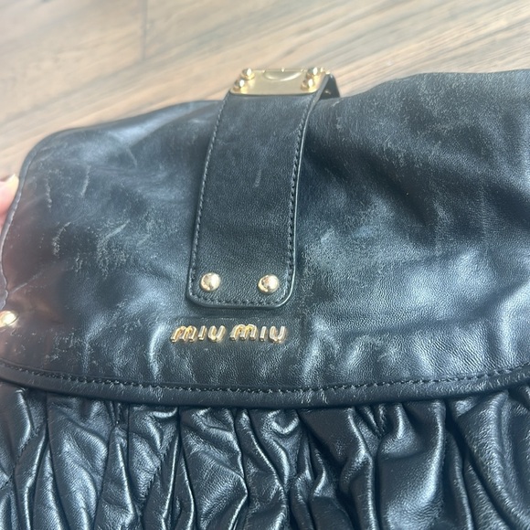 Miu Miu Black Shoulder Bag with Gold Accents - Picture 15 of 15